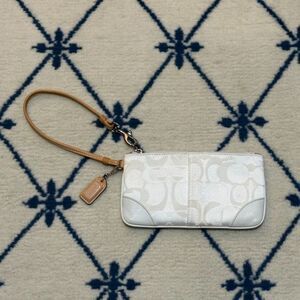 Vintage Coach Y2K 2000s Optic Wristlet Pouch - White